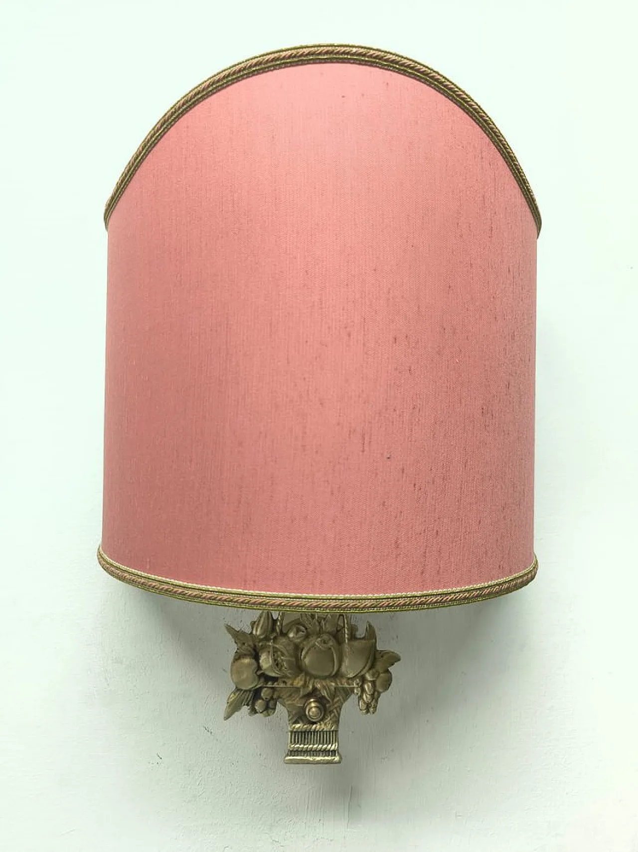Fabric fan lampshade with cast fruit decoration, 1950s 10