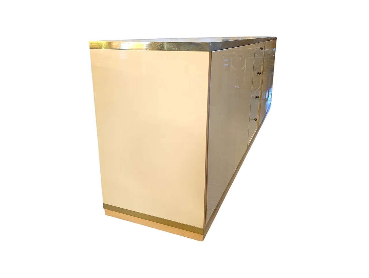 Buffet sideboard in beige and gold lacquered wood from the 70s 2
