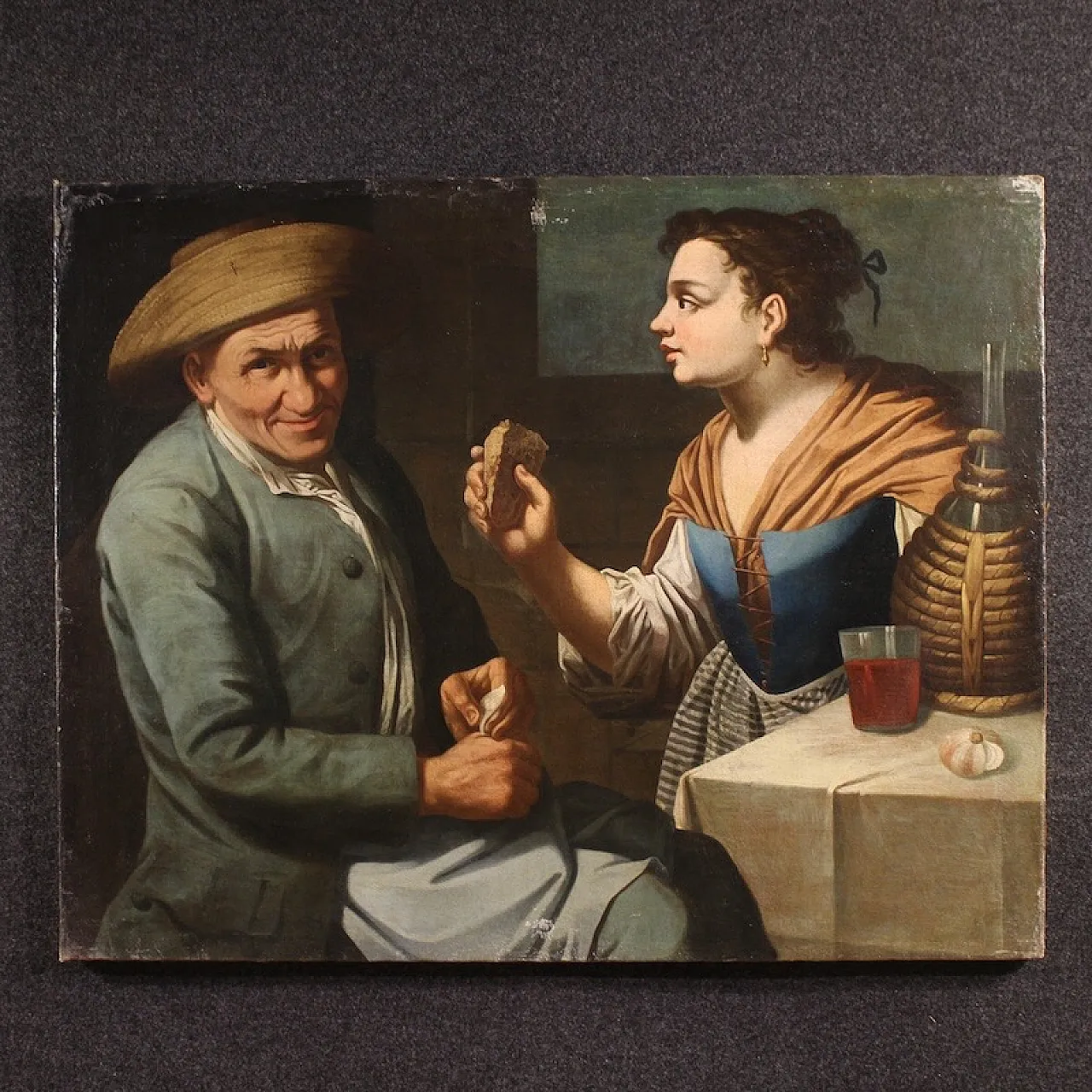 Lombard painting interior scene,  17th century 1