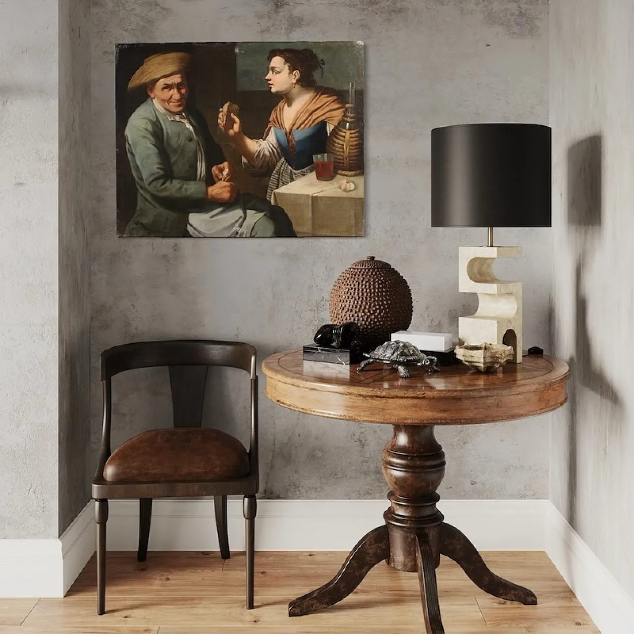 Lombard painting interior scene,  17th century 5