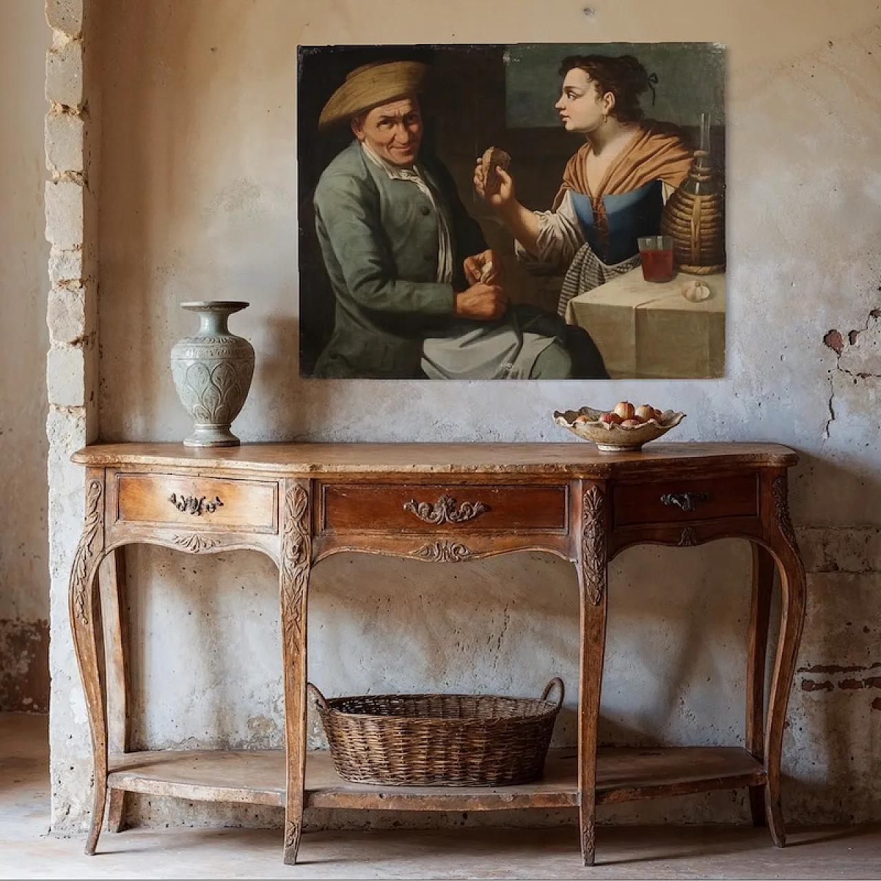Lombard painting interior scene,  17th century 8
