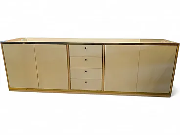 Buffet sideboard in beige and gold lacquered wood from the 70s