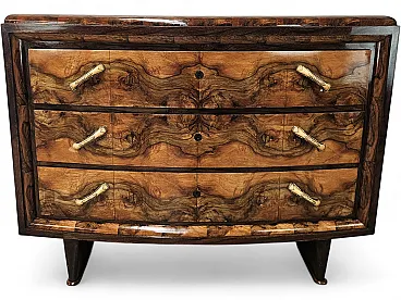 Art Deco Tuscan chest of drawers from the 1940s in walnut root