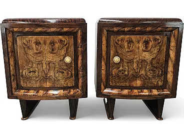 1940s Tuscan bedside tables in walnut root