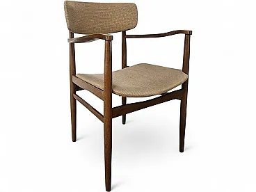 Swedish armchair in wood and brown fabric