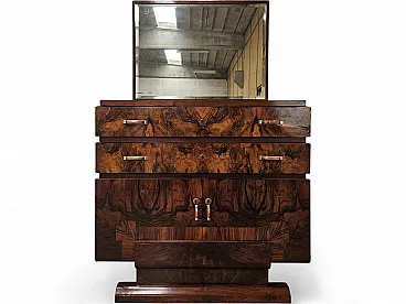 1940s Art Deco sideboard in walnut root with mirror