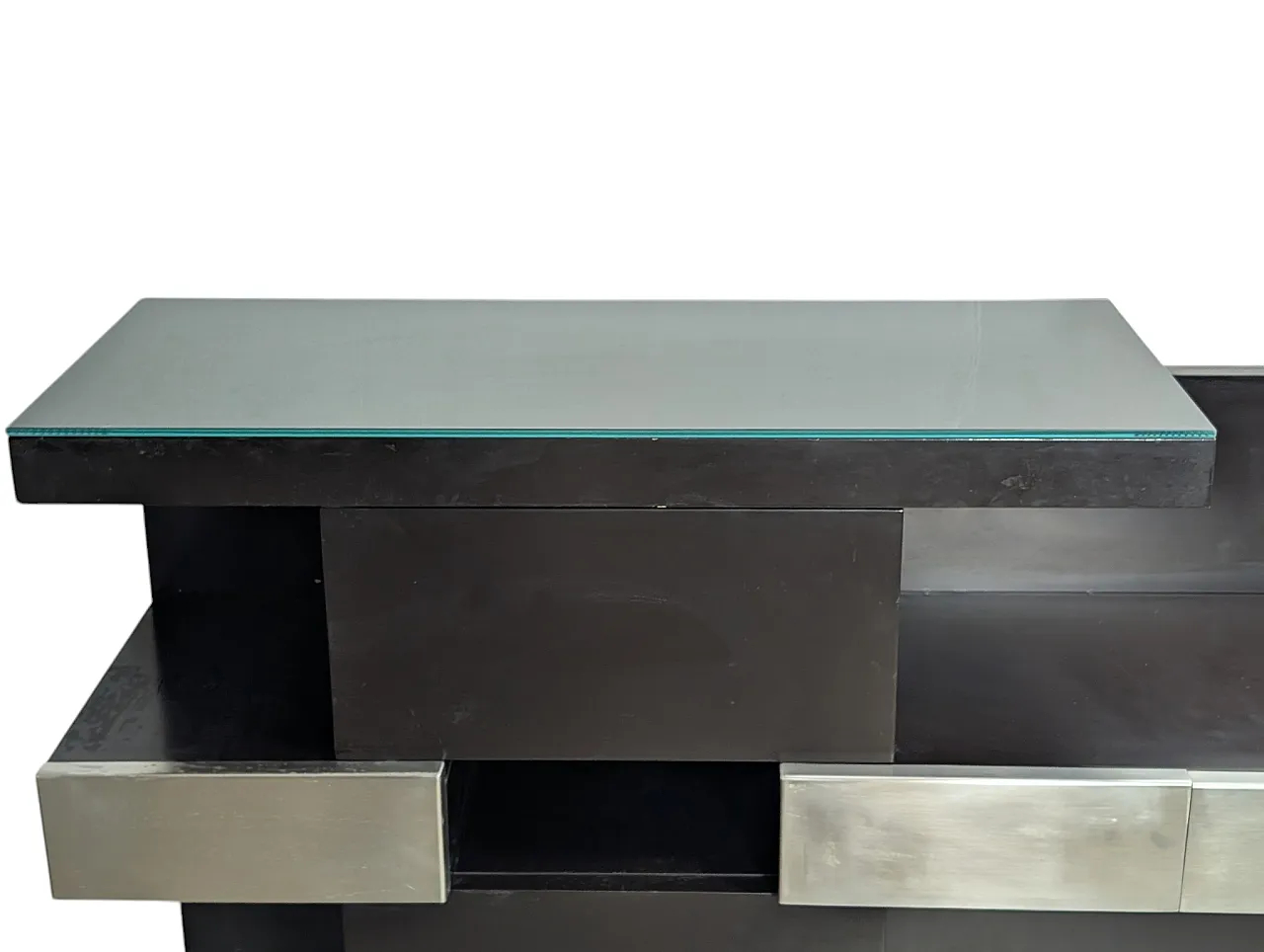 Consolle in legno laccato e vetro, Italia anni '80 2