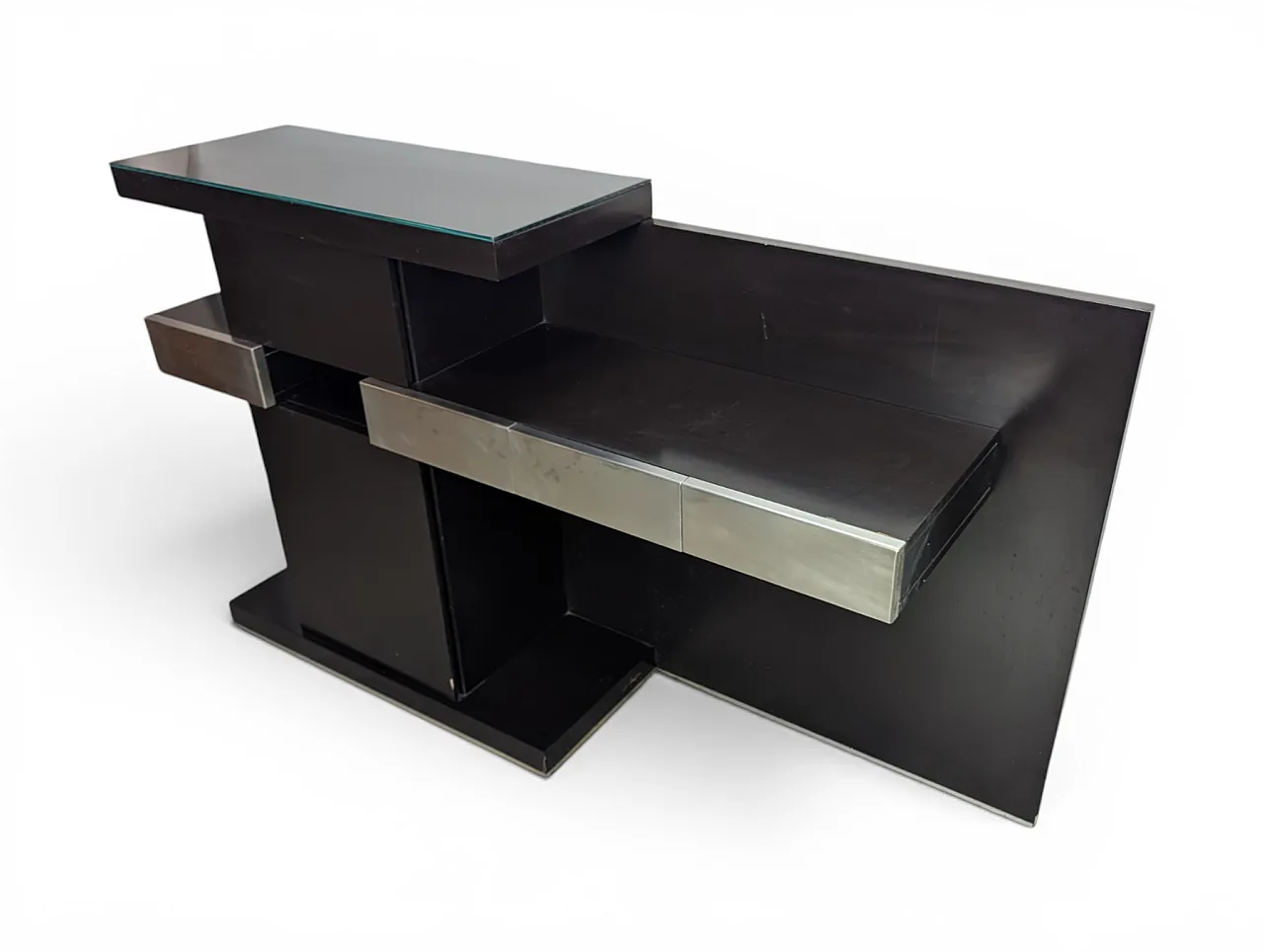 Consolle in legno laccato e vetro, Italia anni '80 4