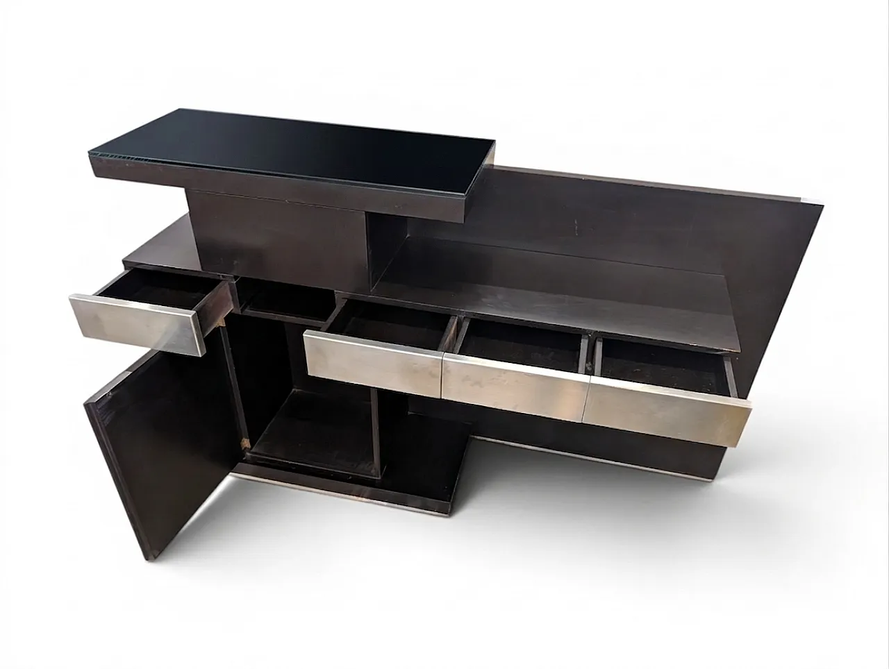 Consolle in legno laccato e vetro, Italia anni '80 10