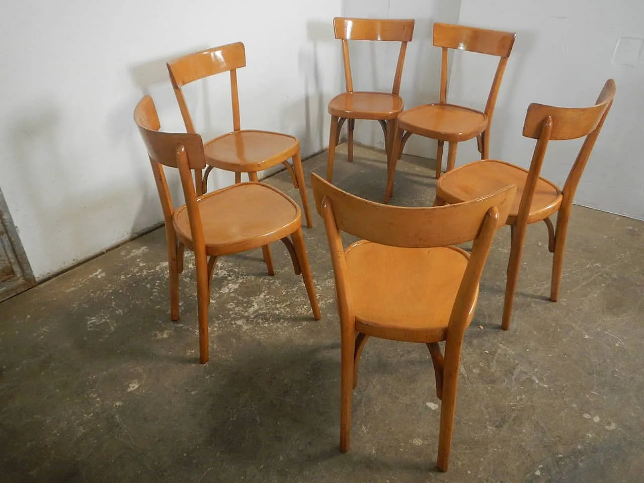 Sedie da bistrot in faggio set di 6 1970 1