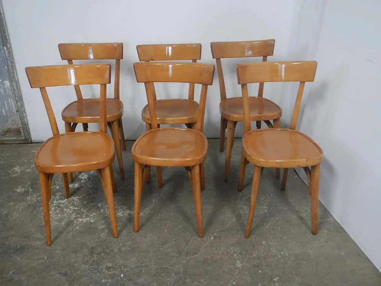 Sedie da bistrot in faggio set di 6 1970 2
