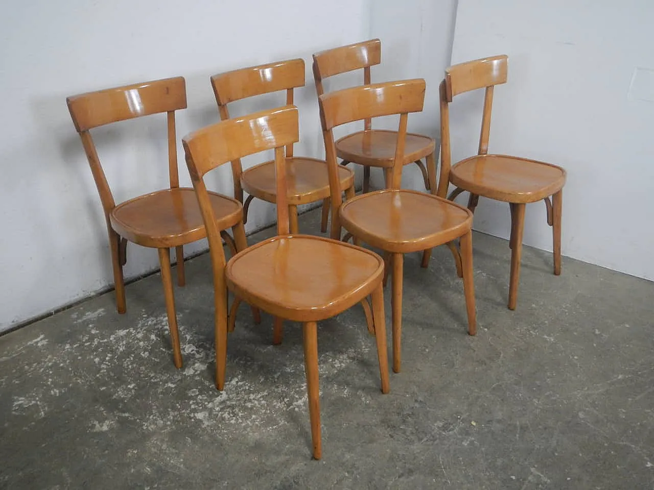 Sedie da bistrot in faggio set di 6 1970 3