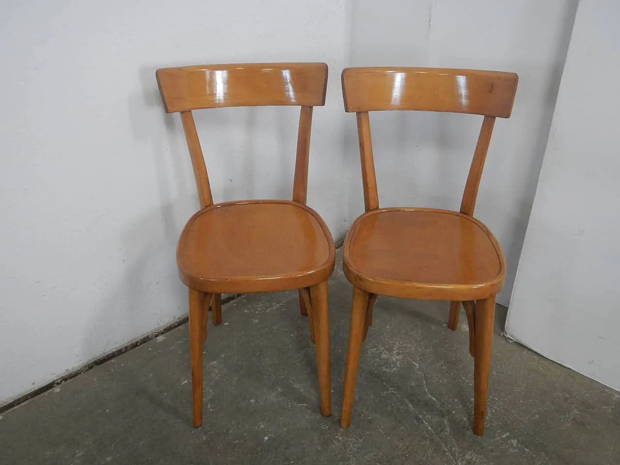 Sedie da bistrot in faggio set di 6 1970 7
