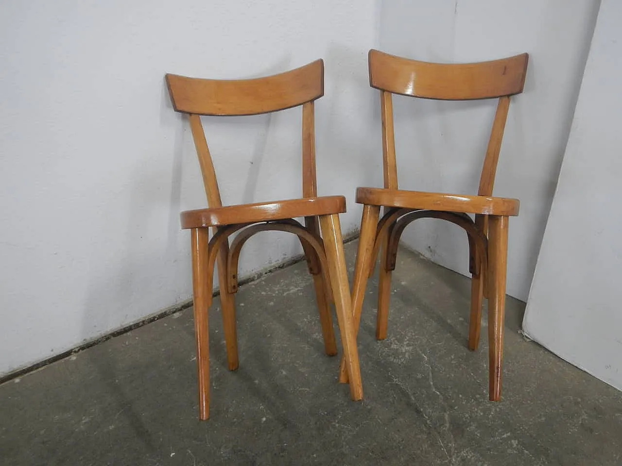 Sedie da bistrot in faggio set di 6 1970 8