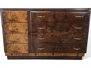 1940s Art Deco sideboard in walnut and blond walnut
