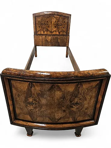 1940s Tuscan Art Deco single bed in briarwood