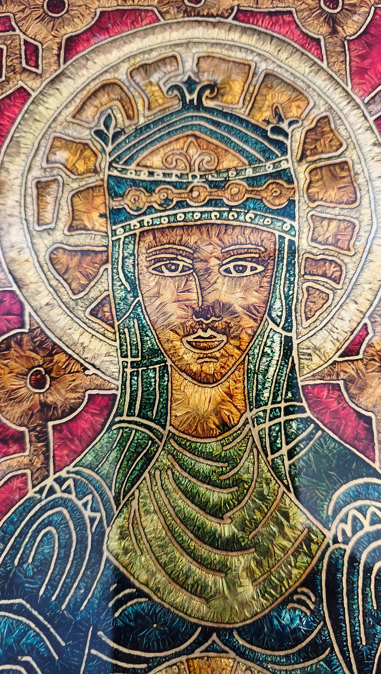 Sacred image hammered glass panel in the style of Fontana Arte, 1970s 6