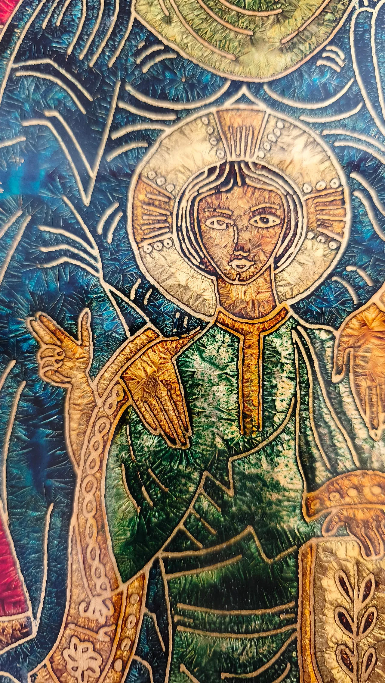 Sacred image hammered glass panel in the style of Fontana Arte, 1970s 7