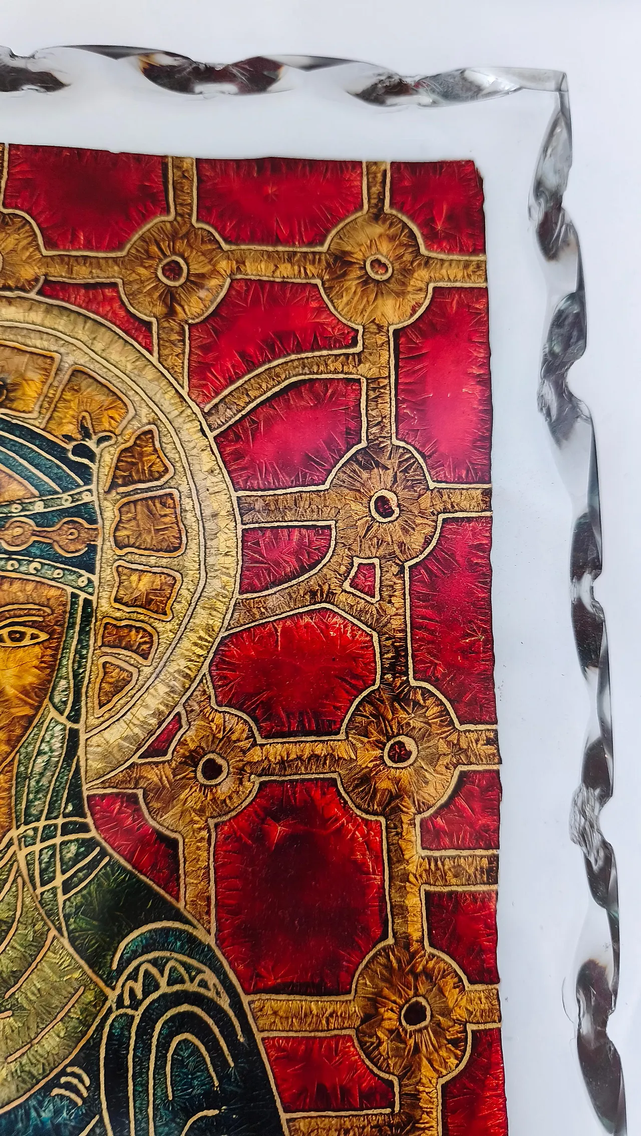 Sacred image hammered glass panel in the style of Fontana Arte, 1970s 9