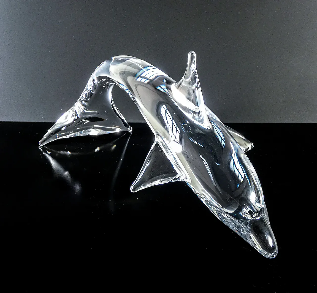 Scultura di delfino in vetro soffiato di Daum France, anni '90 5