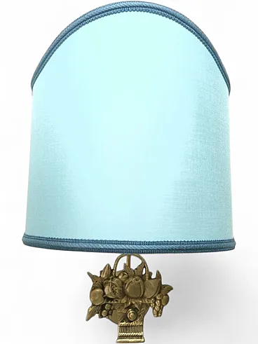 Fabric fan sconce with cast fruit decoration, 1950s