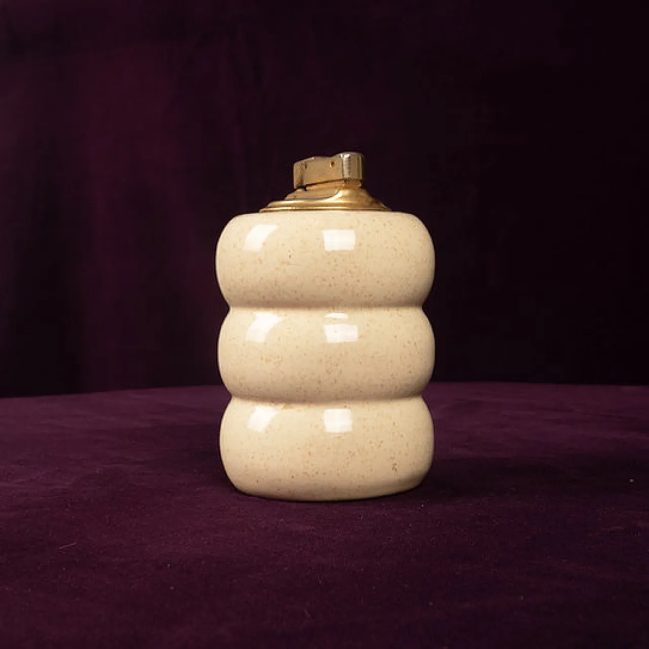Accendino da tavolo in ceramica e ottone di Tommasi Barbi, anni '70 1