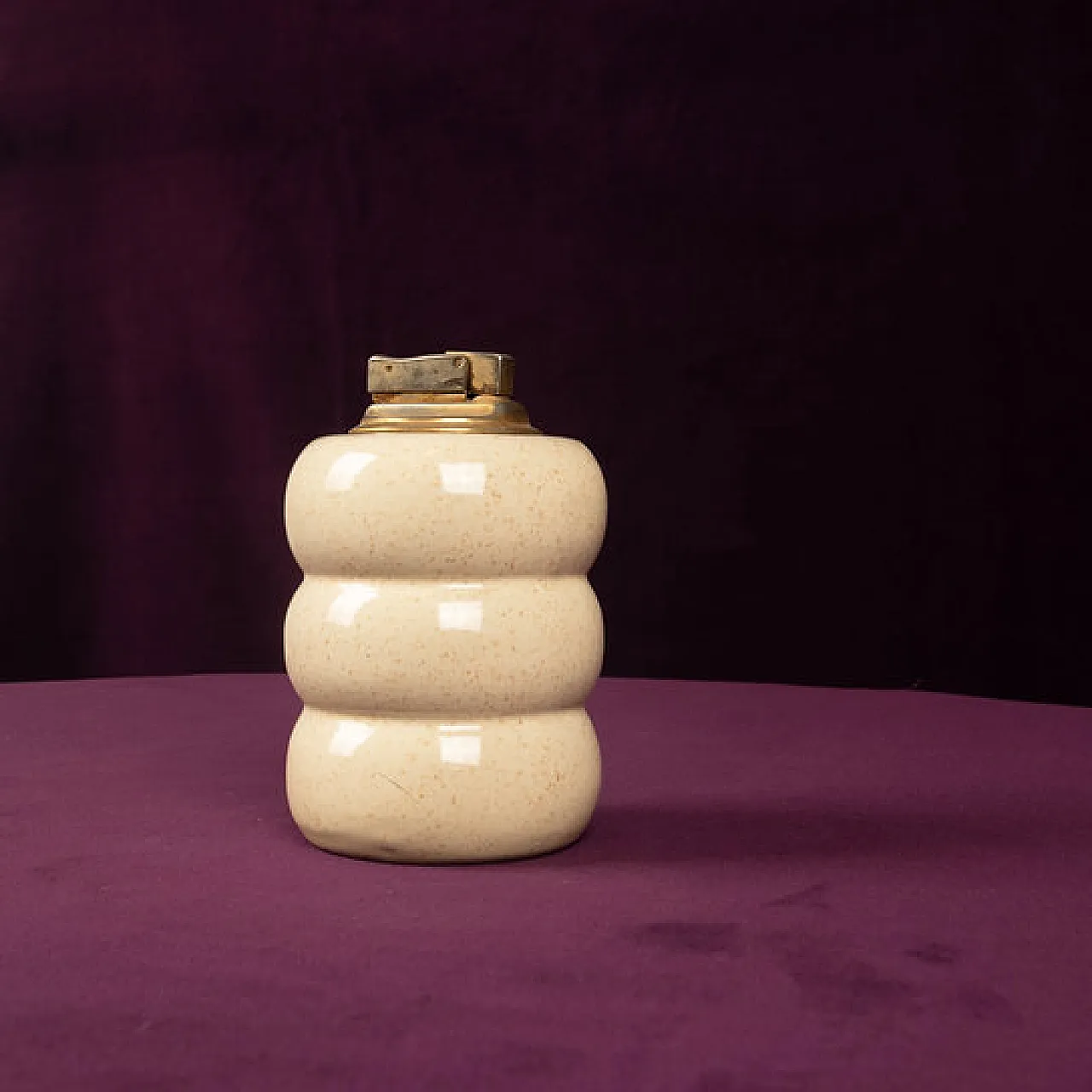 Accendino da tavolo in ceramica e ottone di Tommasi Barbi, anni '70 3