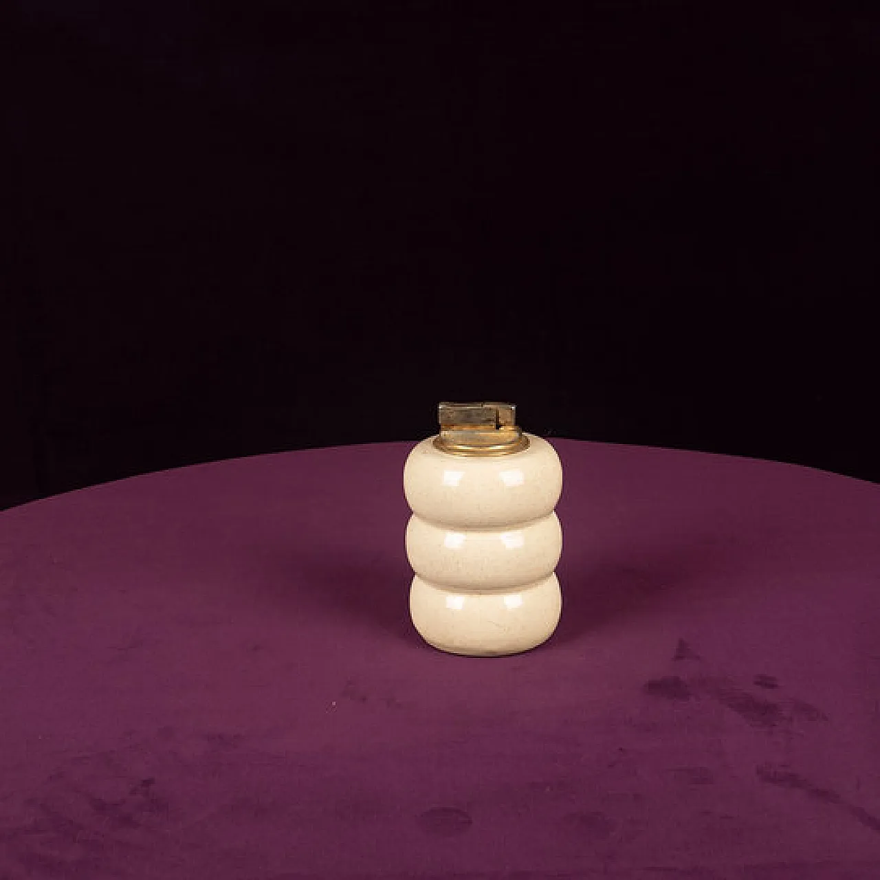 Accendino da tavolo in ceramica e ottone di Tommasi Barbi, anni '70 4