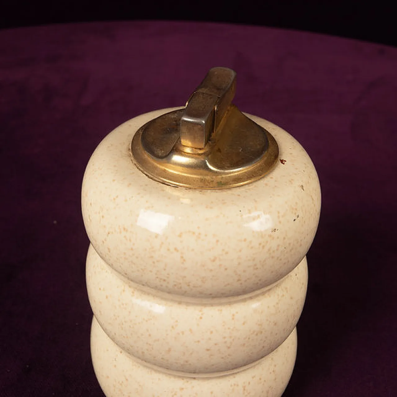 Accendino da tavolo in ceramica e ottone di Tommasi Barbi, anni '70 5