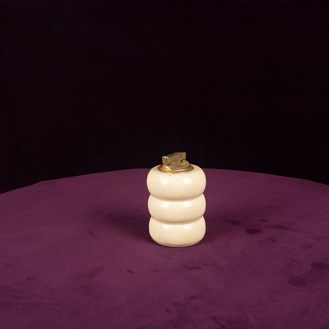 Accendino da tavolo in ceramica e ottone di Tommasi Barbi, anni '70 6