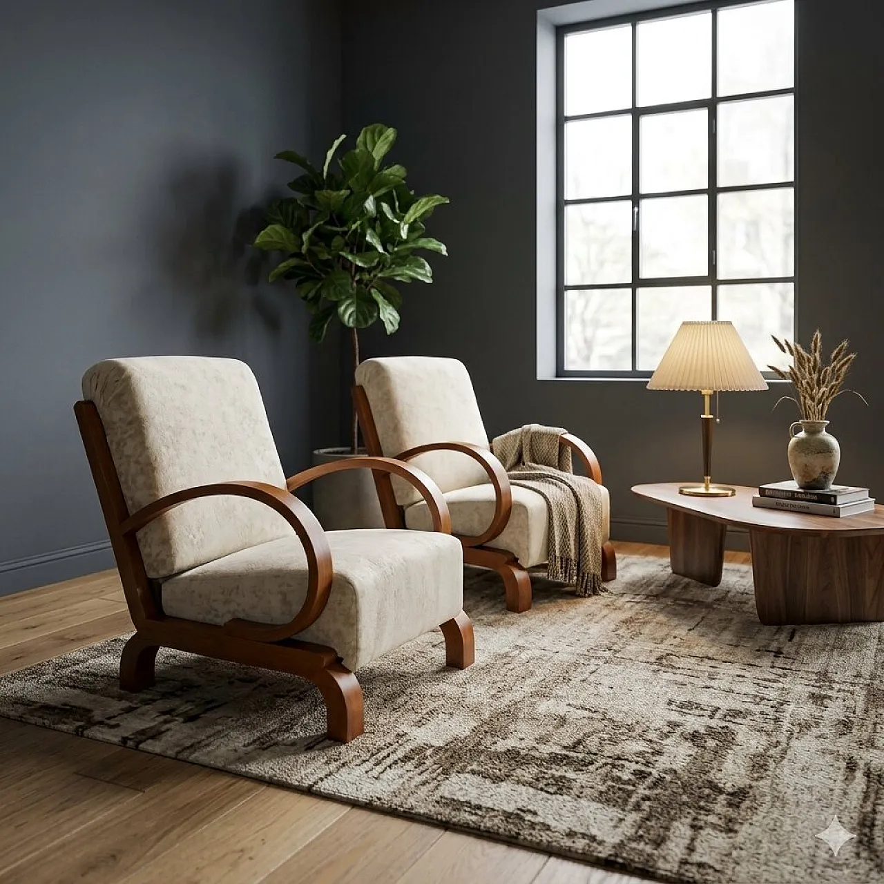 Pair of Deco armchairs, early 20th century 2
