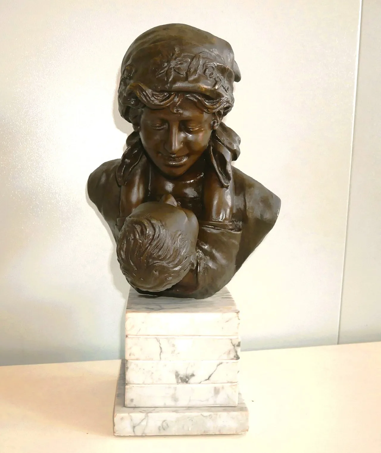 Maternity Bronze signed, early 20th century 2