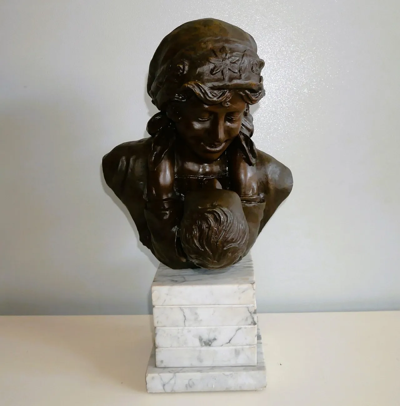 Maternity Bronze signed, early 20th century 12