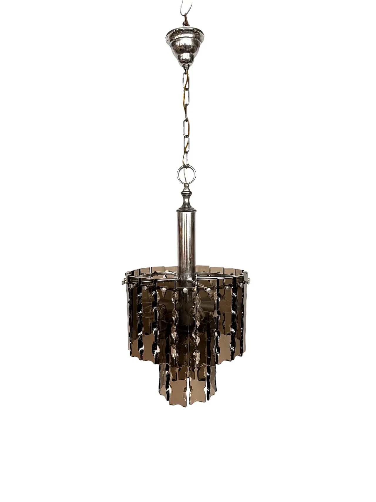 Smoked glass chandelier by Fontana Arte, 1970s 1