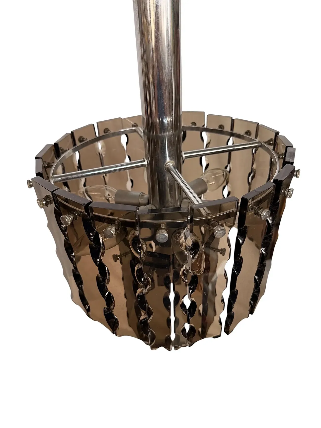 Smoked glass chandelier by Fontana Arte, 1970s 4