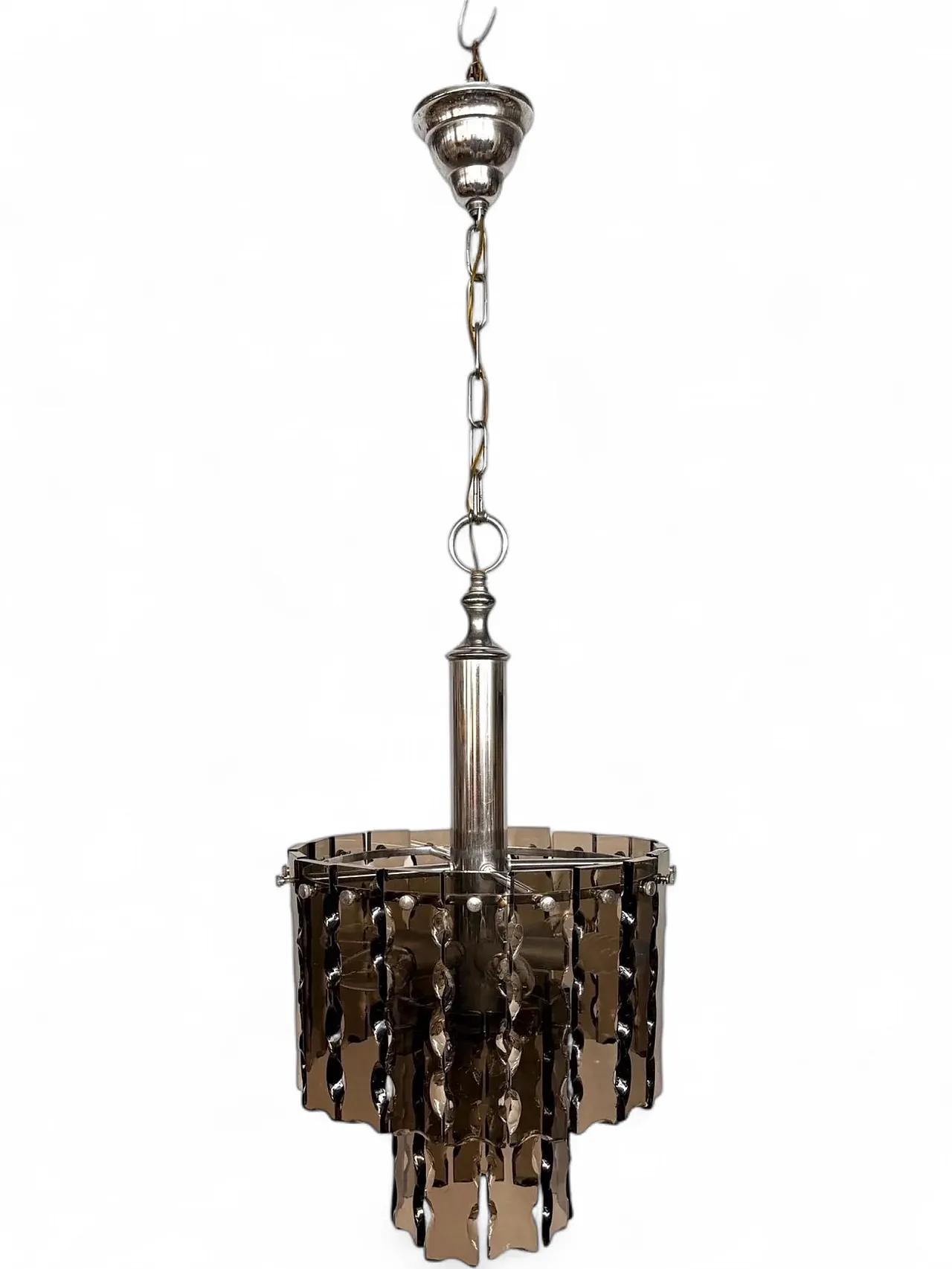 Smoked glass chandelier by Fontana Arte, 1970s 13
