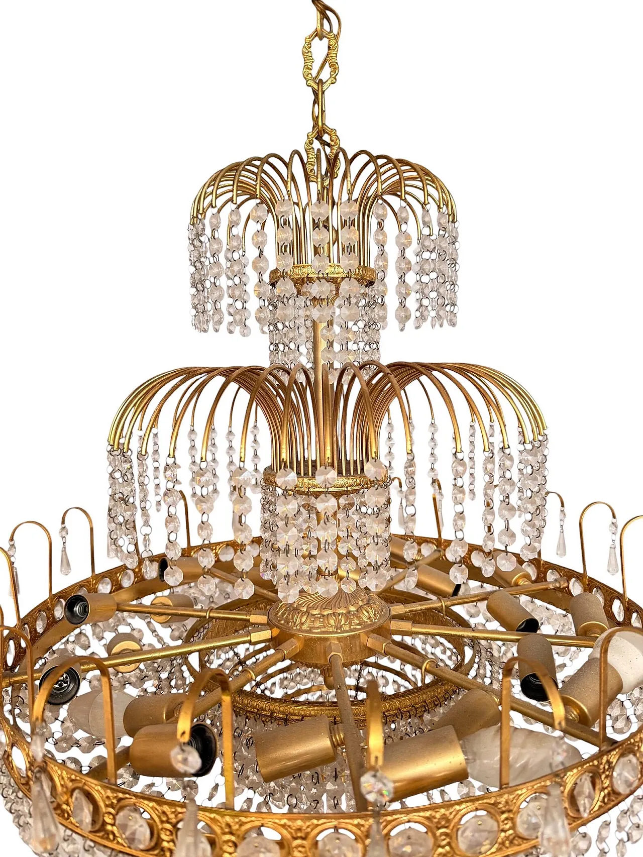 20-light chandelier in gilded brass, 1970s 2
