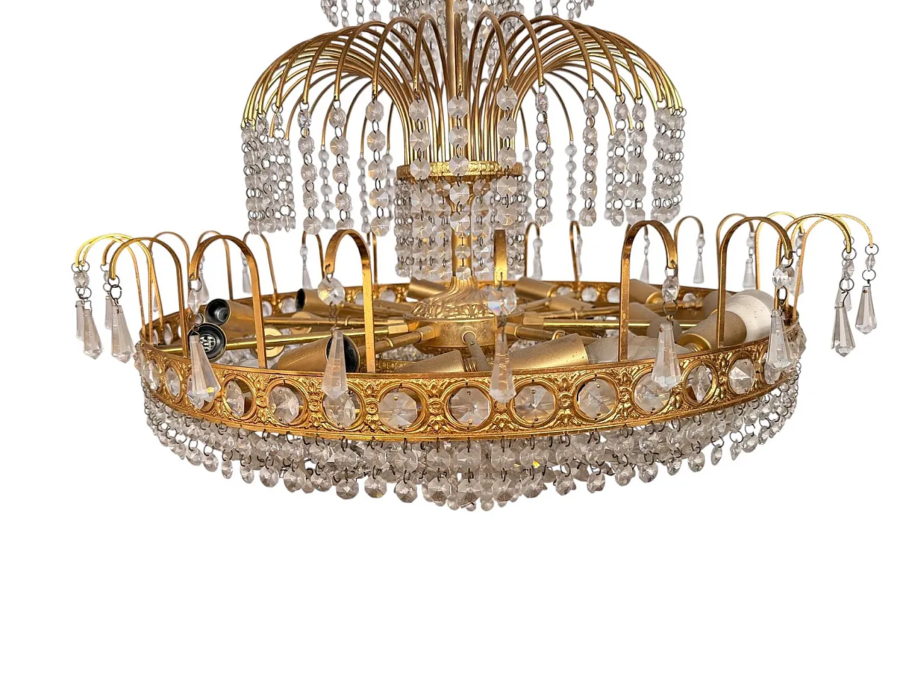 20-light chandelier in gilded brass, 1970s 3