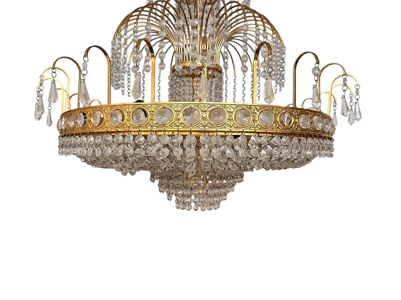 20-light chandelier in gilded brass, 1970s 4