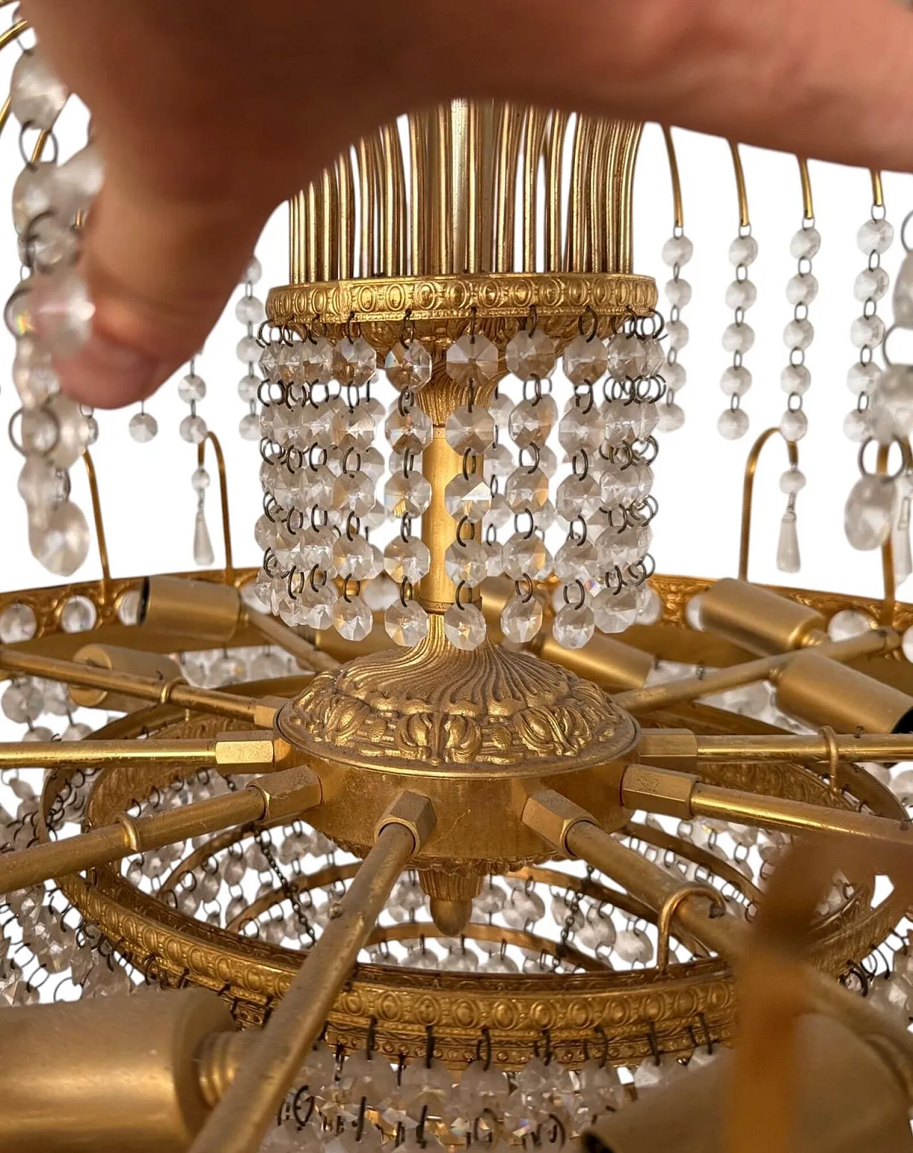 20-light chandelier in gilded brass, 1970s 7