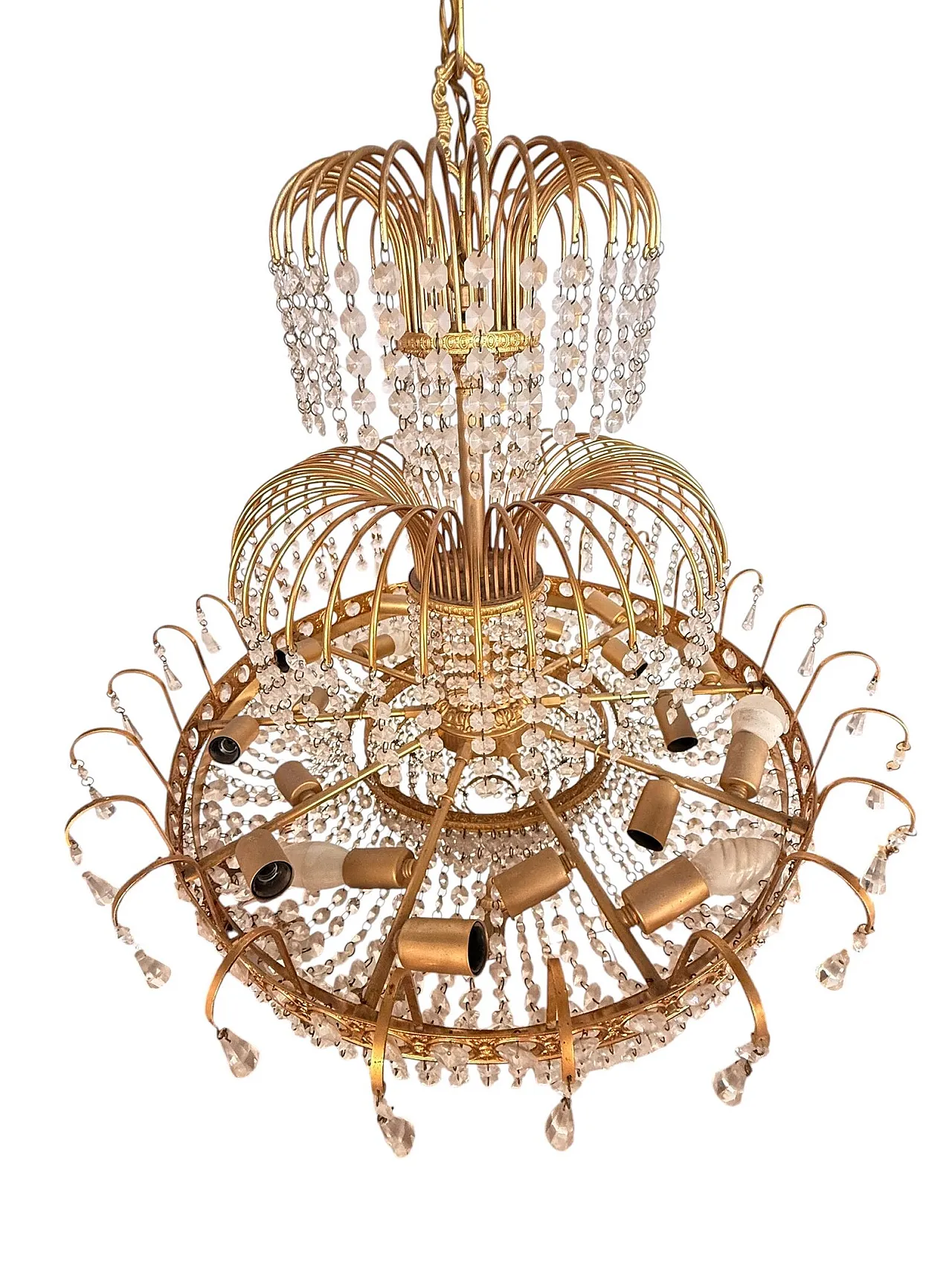 20-light chandelier in gilded brass, 1970s 10