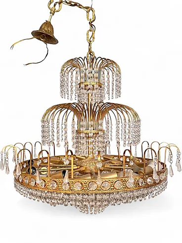 20-light chandelier in gilded brass, 1970s