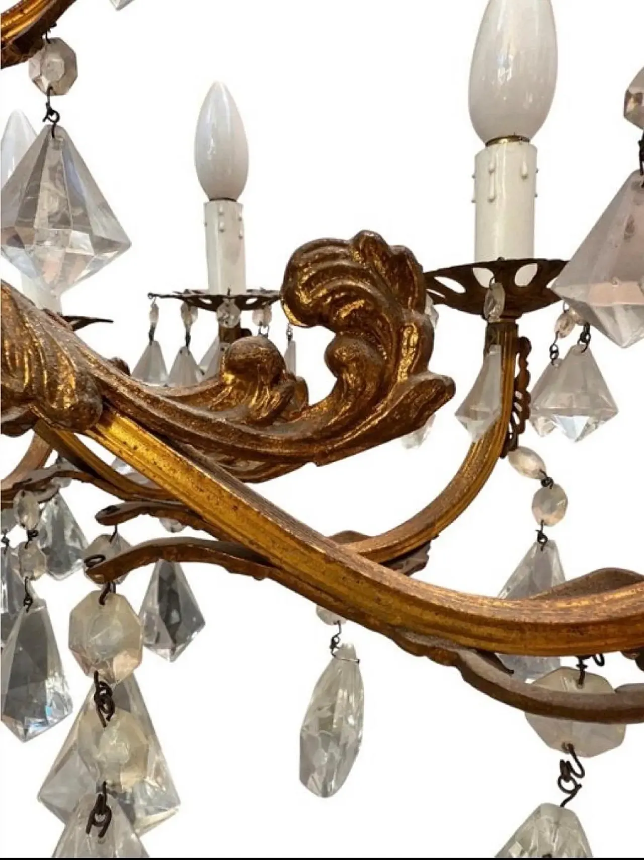 Glass and bronze drop chandelier, 1940s 11