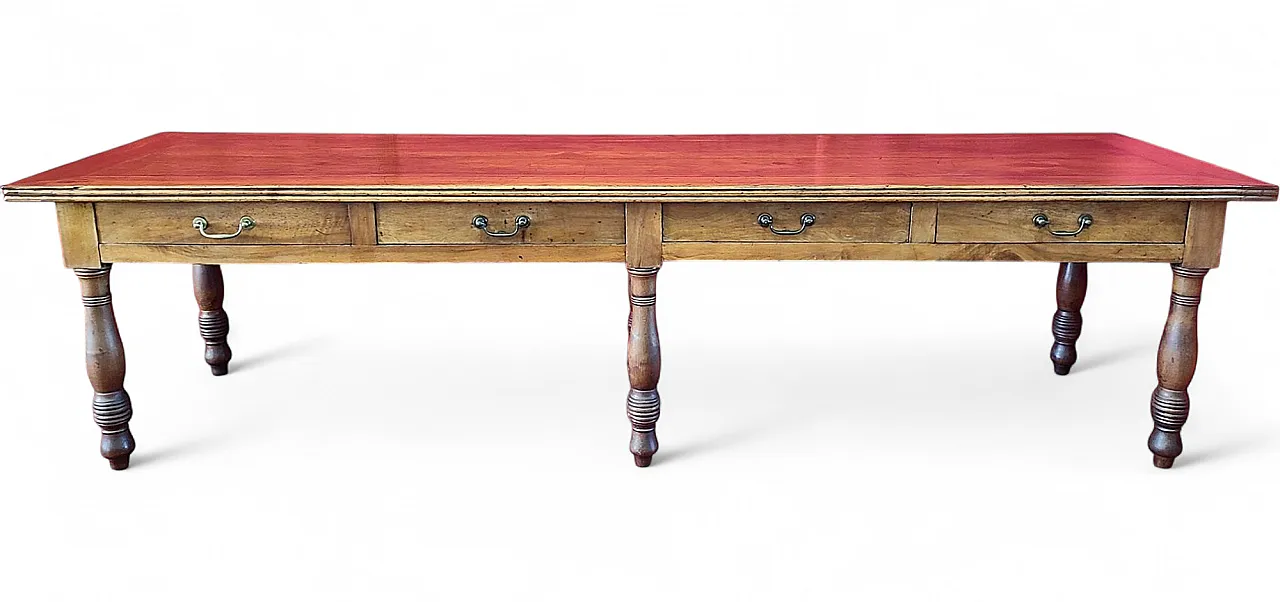 Empire long table in walnut, 19th century 11