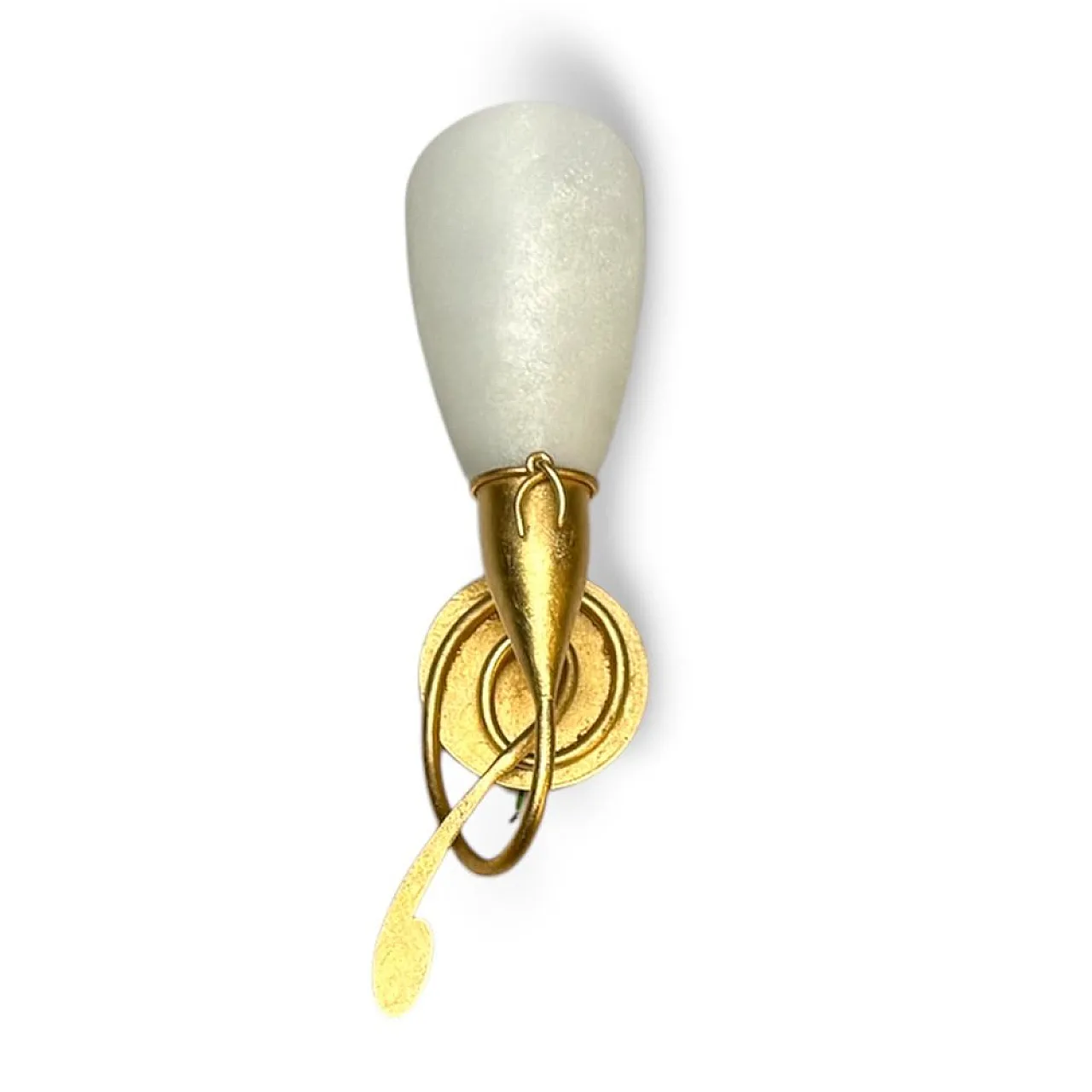 Coppia di applique dorate con paralumi in vetro di Murano, anni '80 4