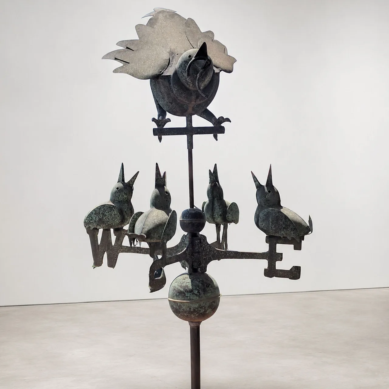 Wind vane in three-dimensional copper with birds, early 20th century 5