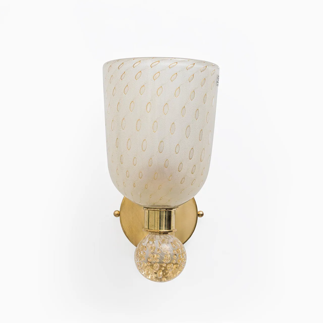 Coppia di applique in vetro Pulegoso di Murano e ottone, '900 3