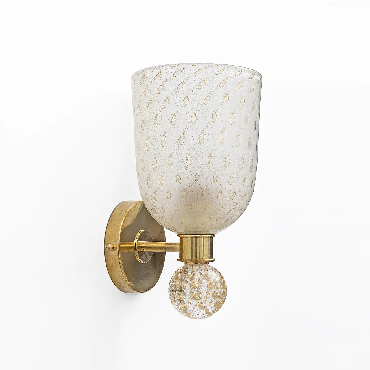 Coppia di applique in vetro Pulegoso di Murano e ottone, '900 7