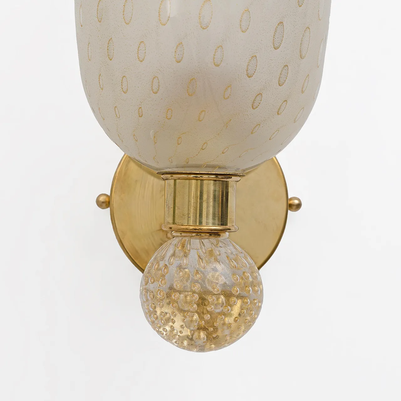 Coppia di applique in vetro Pulegoso di Murano e ottone, '900 8