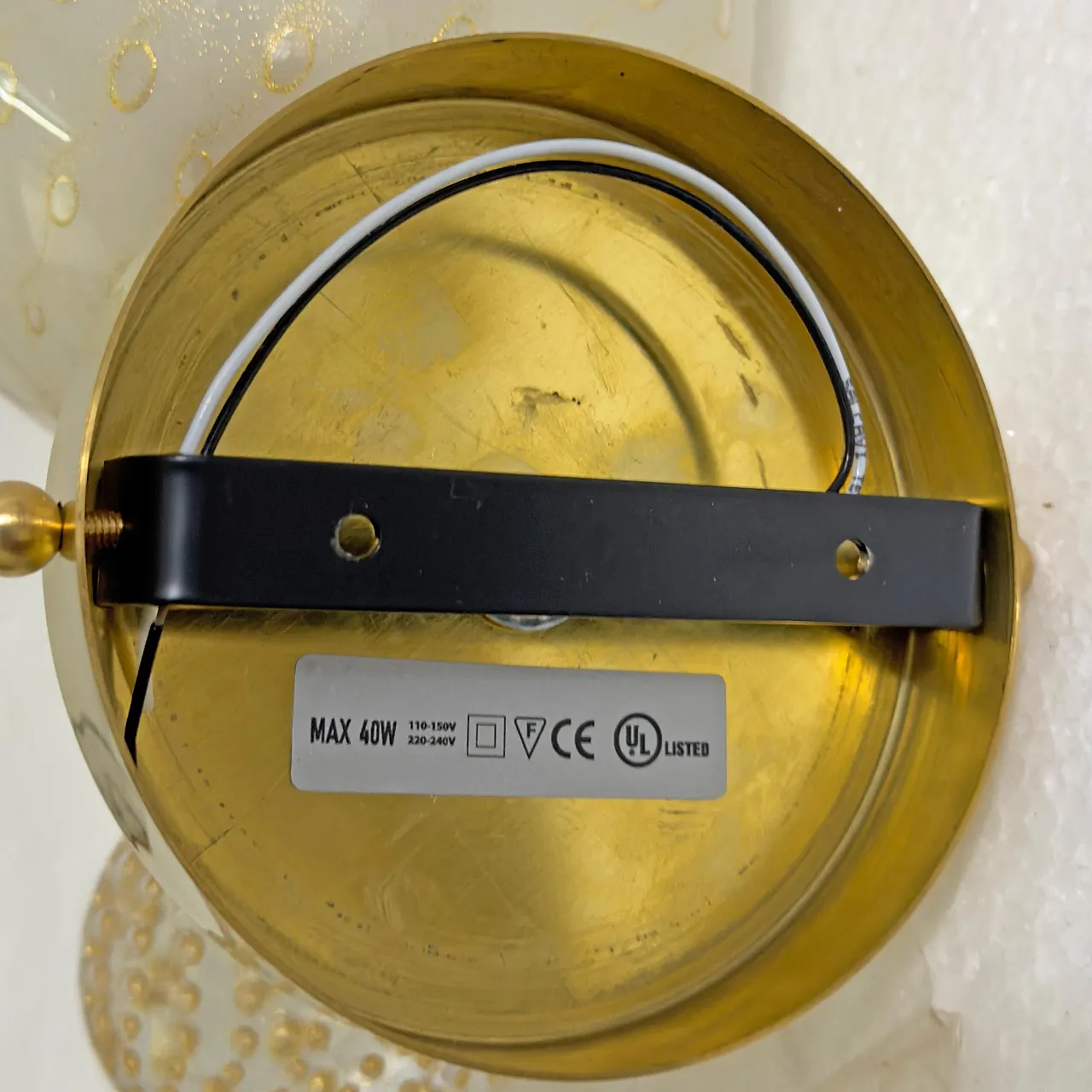 Coppia di applique in vetro Pulegoso di Murano e ottone, '900 9